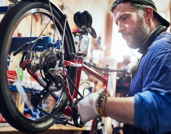 Illustrated bicycle wheel and drivetrain service area